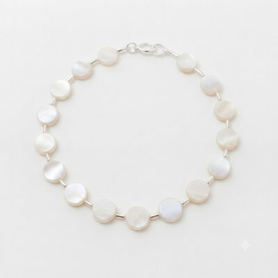 Juego Collar y Pulsera Nacar y tubitos de Plata
