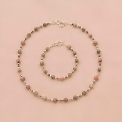 Juego Collar y Pulsera Rodonita