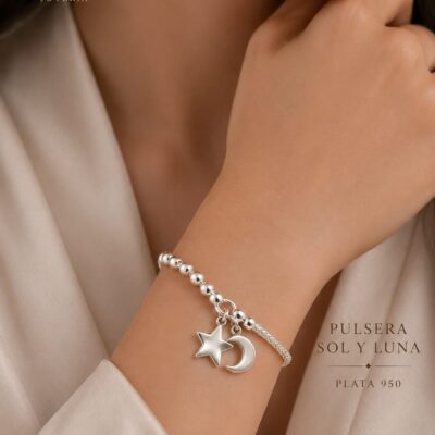 Pulsera Con Dije Estrella y Luna