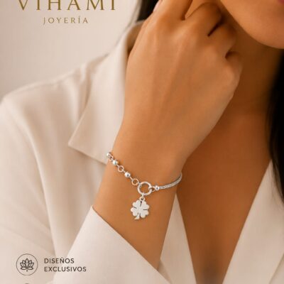 Pulsera Espiga Con Dije Trébol